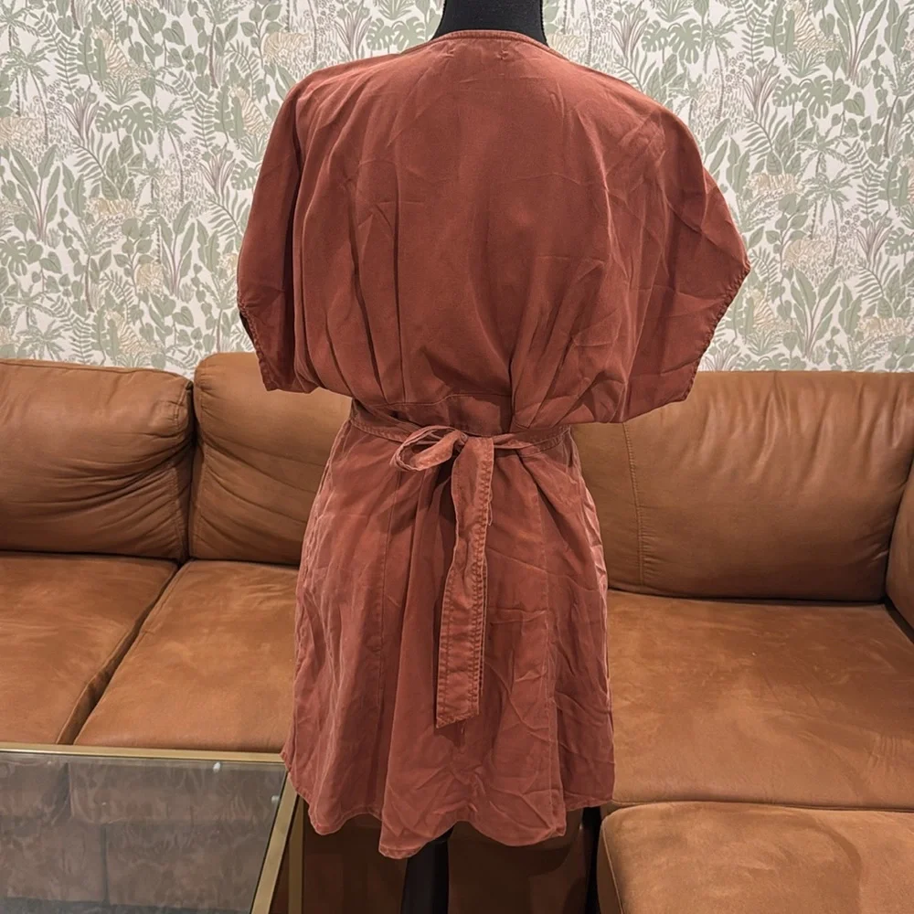 Quince Rust Button-Front Mini Dress Size Small | Fall Cottagecore Style - Picture 5 of 10